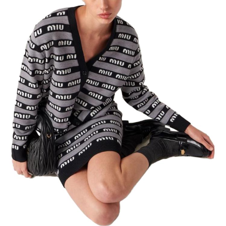 Purchase (W) MIU MIU 2023春夏黑色标志印花拼色休闲半身裙。 MMG458-1V8X-F0002-S-232