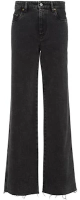 (W) MIU MIU SS23 Celana Denim Hitam Mid-Rise Santai dengan Bordir Logo. GWP435-115V-F0002 Order (W) MIU MIU SS23 Celana Denim Hitam Mid-Rise Santai dengan Bordir Logo. GWP435-115V-F0002