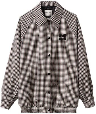 (Women) MIU MIU SS23 Black Plaid Logo Patch Bomber Jacket. ML825-13JH-F0007-S-232 Order (Women) MIU MIU SS23 Black Plaid Logo Patch Bomber Jacket. ML825-13JH-F0007-S-232