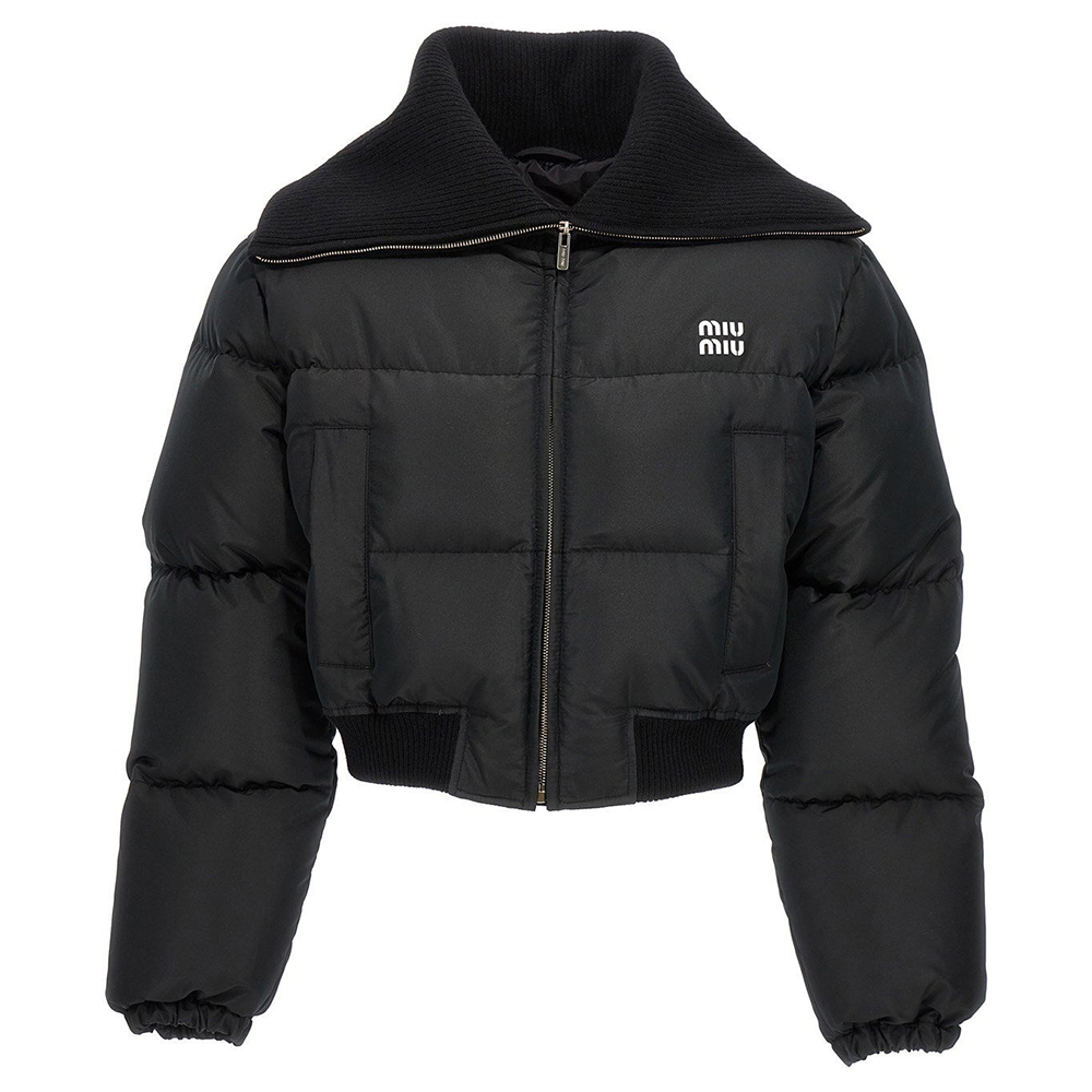 (Women) MIU MIU SS23  Black Short Loose Zip-Up Collar Jacket ML9591-3FM-F0002