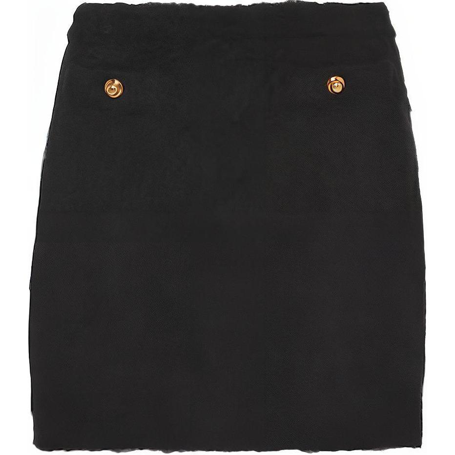 (Women) MIU MIU SS23  Black Short Skirt with Metallic Button Design MMG413-12KD-F0002