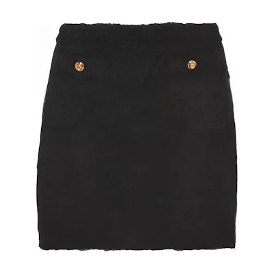 (Women) MIU MIU SS23 Black Short Skirt with Metallic Button Design MMG413-12KD-F0002