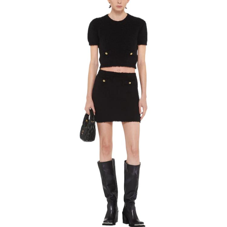 (Women) MIU MIU SS23  Black Short Skirt with Metallic Button Design MMG413-12KD-F0002 圖 3
