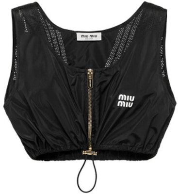 (W) MIU MIU SS23 Tank Top Hitam Pendek dengan Cetakan Logo. MT1841-121G-F0002-S-231 Order (W) MIU MIU SS23 Tank Top Hitam Pendek dengan Cetakan Logo. MT1841-121G-F0002-S-231
