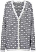 (Women) MIU MIU SS23 Black V-Neck Letter Print Knit Cardigan. MMF720-12ZI-F0964-S-231 (Women) MIU MIU SS23 Black V-Neck Letter Print Knit Cardigan. MMF720-12ZI-F0964-S-231