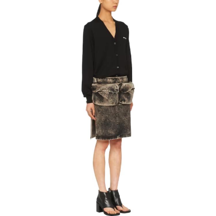 Purchase (W) MIU MIU SS23 Kardi V-Neck Lengan Panjang Hitam MMF727-128X-F0002-S-231