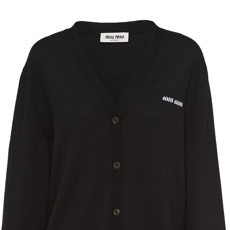 Details for (W) MIU MIU SS23 Kardi V-Neck Lengan Panjang Hitam MMF727-128X-F0002-S-231