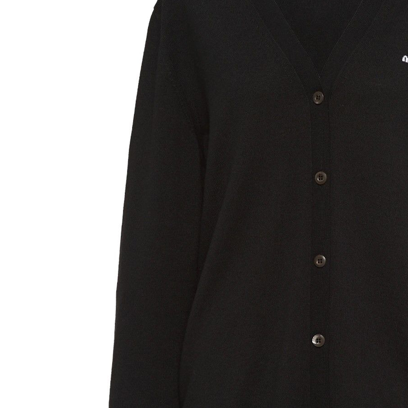 Sizing (W) MIU MIU SS23 Kardi V-Neck Lengan Panjang Hitam MMF727-128X-F0002-S-231