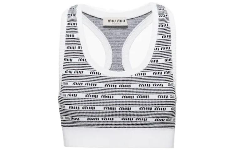 Order (W) MIU MIU SS23 Hitam Putih Jalur Tank Top Sukan. MMV072-12ZJ-F0964