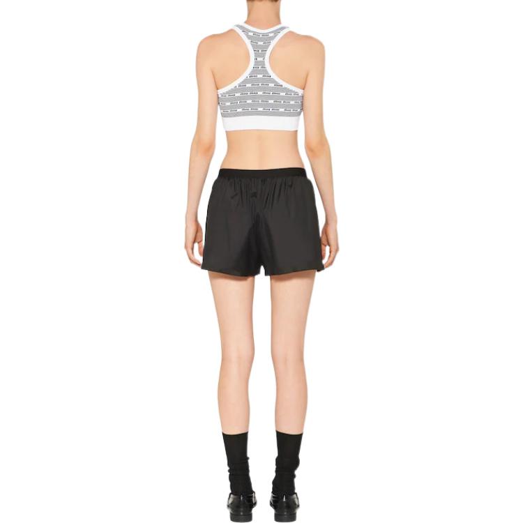 Shop (W) MIU MIU SS23 Hitam Putih Jalur Tank Top Sukan. MMV072-12ZJ-F0964