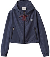 (Women) MIU MIU SS23 Blue Logo Hoodie Jacket Casual Wear. ML1054-13MF-F0008-S-OOO (Women) MIU MIU SS23 Blue Logo Hoodie Jacket Casual Wear. ML1054-13MF-F0008-S-OOO