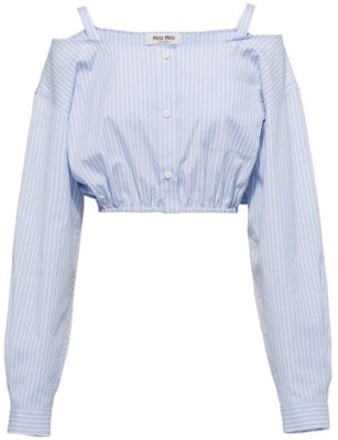 (W) MIU MIU SS23 Baju Kemeja Pelindung Matahari Biru Berjalur. MK1738-12W8-F0076-S-231 Buy (W) MIU MIU SS23 Baju Kemeja Pelindung Matahari Biru Berjalur. MK1738-12W8-F0076-S-231