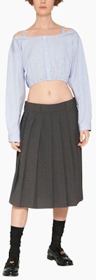 (W) MIU MIU SS23 Baju Kemeja Pelindung Matahari Biru Berjalur. MK1738-12W8-F0076-S-231 Lookbook (W) MIU MIU SS23 Baju Kemeja Pelindung Matahari Biru Berjalur. MK1738-12W8-F0076-S-231