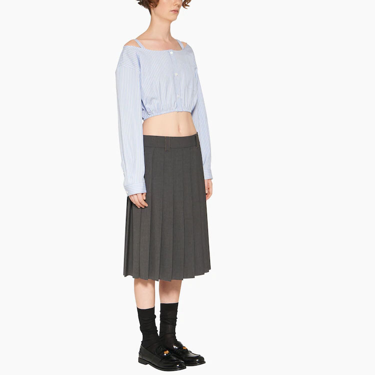 Purchase (W) MIU MIU SS23 Baju Kemeja Pelindung Matahari Biru Berjalur. MK1738-12W8-F0076-S-231