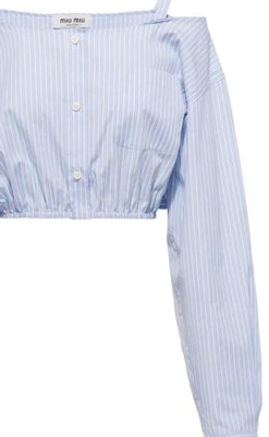 (W) MIU MIU SS23 Baju Kemeja Pelindung Matahari Biru Berjalur. MK1738-12W8-F0076-S-231 Sizing (W) MIU MIU SS23 Baju Kemeja Pelindung Matahari Biru Berjalur. MK1738-12W8-F0076-S-231