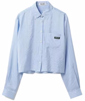 (Women) MIU MIU SS23 Blue Striped Long-Sleeve Casual Shirt. MK1784-1WVJ-F0X24-S-232 (Women) MIU MIU SS23 Blue Striped Long-Sleeve Casual Shirt. MK1784-1WVJ-F0X24-S-232