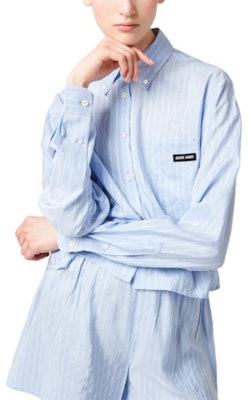 (W) MIU MIU SS23 Baju Kasual Lengan Panjang Biru Berjalur. MK1784-1WVJ-F0X24-S-232 Purchase (W) MIU MIU SS23 Baju Kasual Lengan Panjang Biru Berjalur. MK1784-1WVJ-F0X24-S-232