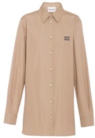 (Women) MIU MIU SS23 Brown Logo Embroidered Long Sleeve Sun Protection Shirt MK1754-10RG-F0572 (Women) MIU MIU SS23 Brown Logo Embroidered Long Sleeve Sun Protection Shirt MK1754-10RG-F0572