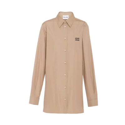 (Women) MIU MIU SS23 Brown Logo Embroidered Long Sleeve Sun Protection Shirt MK1754-10RG-F0572