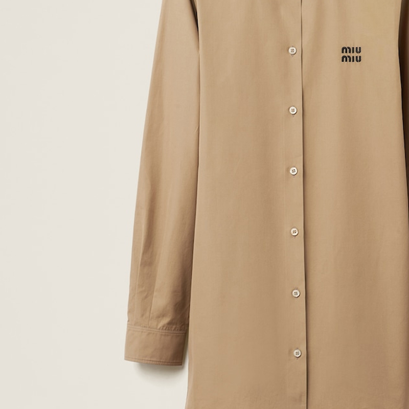 Sizing (Women) MIU MIU SS23  Brown Logo Embroidered Long Sleeve Sun Protection Shirt MK1754-10RG-F0572