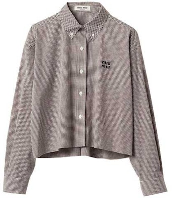(W) MIU MIU SS23 Kemeja Lengan Panjang Kotak Coklat Logo Berjahit. MK1659-13LB-F0963 Buy (W) MIU MIU SS23 Kemeja Lengan Panjang Kotak Coklat Logo Berjahit. MK1659-13LB-F0963