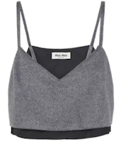 (Women) MIU MIU SS23 Colorblock V-Neck Cropped Camisole - Gray. MT1869-125Q-F0031-S-231 (Women) MIU MIU SS23 Colorblock V-Neck Cropped Camisole - Gray. MT1869-125Q-F0031-S-231