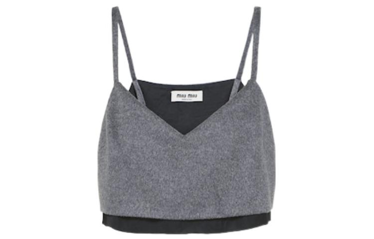 Order (W) MIU MIU SS23 Colorblock V-Neck Camisole Pendek - Kelabu. MT1869-125Q-F0031-S-231