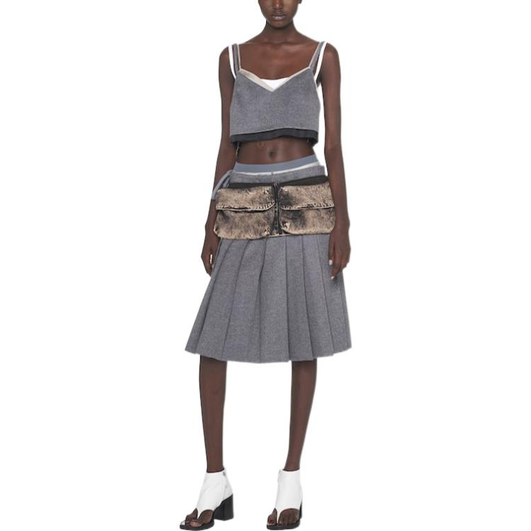 Lookbook (W) MIU MIU SS23 Colorblock V-Neck Camisole Pendek - Kelabu. MT1869-125Q-F0031-S-231