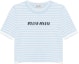 Buy (W) MIU MIU 2023春夏蓝色条纹短款针织Logo上衣. MML707-119T-F0K2U