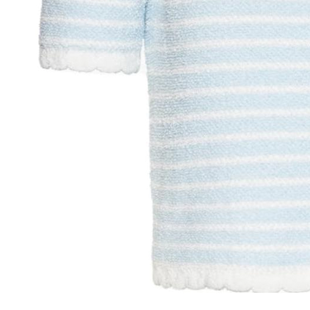 Sizing (W) MIU MIU 2023春夏蓝色条纹短款针织Logo上衣. MML707-119T-F0K2U