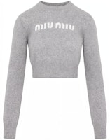 (Women) MIU MIU SS23 Gray Solid Color Round Neck Cropped Sweater. MML809-13K1-F0031 (Women) MIU MIU SS23 Gray Solid Color Round Neck Cropped Sweater. MML809-13K1-F0031