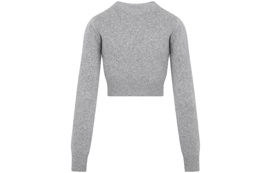 Lookbook (Women) MIU MIU SS23  Gray Solid Color Round Neck Cropped Sweater. MML809-13K1-F0031