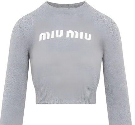 (Women) MIU MIU SS23 Gray Solid Color Round Neck Cropped Sweater. MML809-13K1-F0031 Shop (Women) MIU MIU SS23 Gray Solid Color Round Neck Cropped Sweater. MML809-13K1-F0031