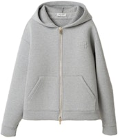 (Women) MIU MIU SS23 Grey Hooded Zip-Up Long-Sleeve Jacket MJL967-13TC-F0031 (Women) MIU MIU SS23 Grey Hooded Zip-Up Long-Sleeve Jacket MJL967-13TC-F0031