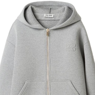 (W) MIU MIU SS23 灰色连帽拉链长袖夹克 MJL967-13TC-F0031 Lookbook (W) MIU MIU SS23 灰色连帽拉链长袖夹克 MJL967-13TC-F0031