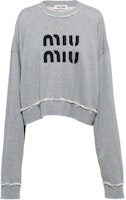 (Women) MIU MIU SS23 Grey Pullover Sweatshirt with Logo Embroidery MJL911-12Y0-F0031 (Women) MIU MIU SS23 Grey Pullover Sweatshirt with Logo Embroidery MJL911-12Y0-F0031