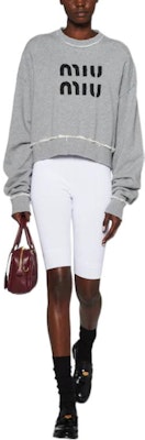 (Women) MIU MIU SS23 Grey Pullover Sweatshirt with Logo Embroidery MJL911-12Y0-F0031 Lookbook (Women) MIU MIU SS23 Grey Pullover Sweatshirt with Logo Embroidery MJL911-12Y0-F0031