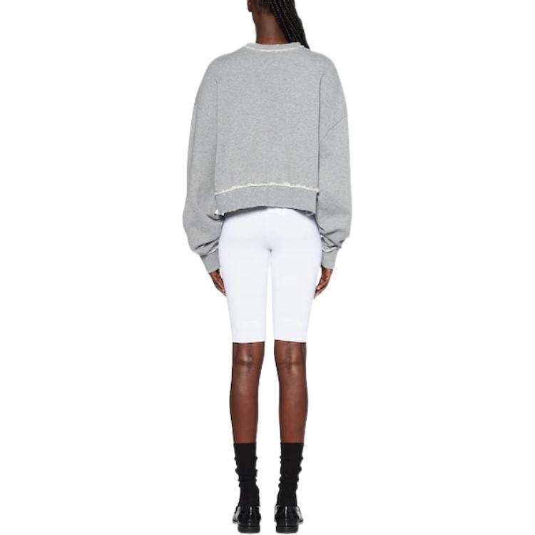 Shop (Women) MIU MIU SS23  Grey Pullover Sweatshirt with Logo Embroidery MJL911-12Y0-F0031