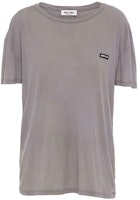 (Women) MIU MIU SS23 Grey Short-Sleeve T-Shirt with Logo Patch. MJN471-121U-F0112 (Women) MIU MIU SS23 Grey Short-Sleeve T-Shirt with Logo Patch. MJN471-121U-F0112