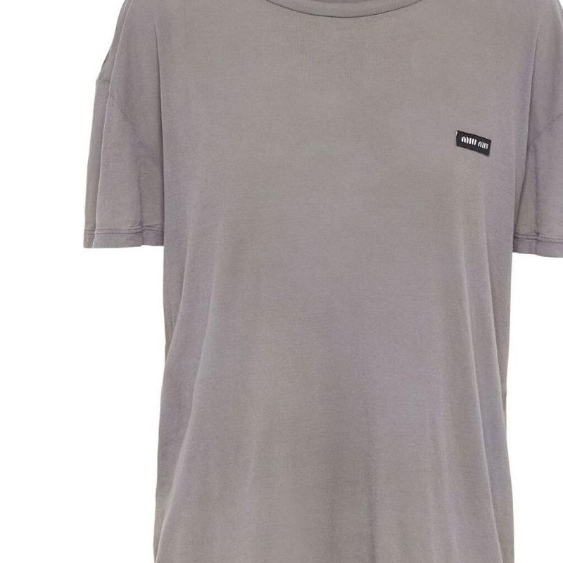 Details for (W) MIU MIU SS23 灰色短袖T恤附標誌貼片。 MJN471-121U-F0112