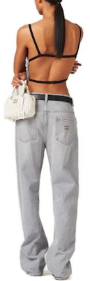 (W) MIU MIU SS23 Jeans Abu-Abu Bordir Model Straight-Leg Mid-Rise. GWP483-13RN-F0031-S-232 Shop (W) MIU MIU SS23 Jeans Abu-Abu Bordir Model Straight-Leg Mid-Rise. GWP483-13RN-F0031-S-232