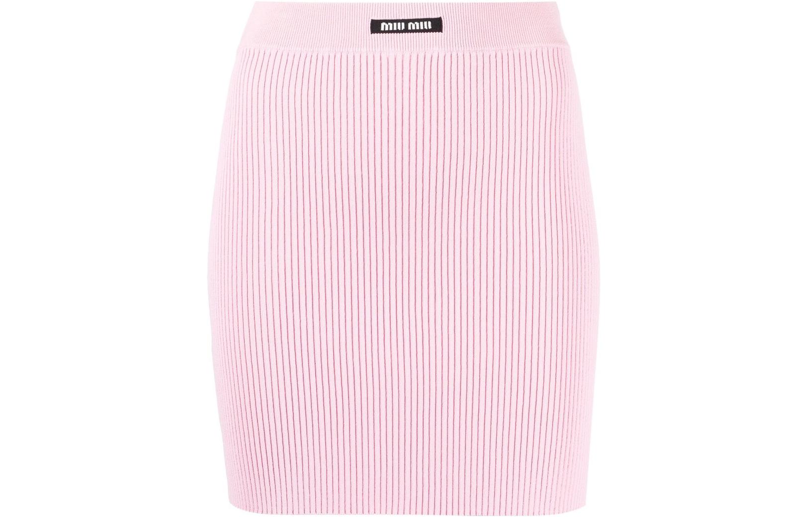 (Women) MIU MIU SS23  High-Waist Logo Mini Skirt Pink Casual MMG430-122P-F0028
