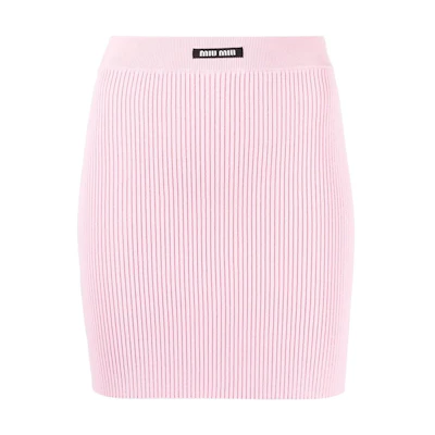 (Women) MIU MIU SS23 High-Waist Logo Mini Skirt Pink Casual MMG430-122P-F0028