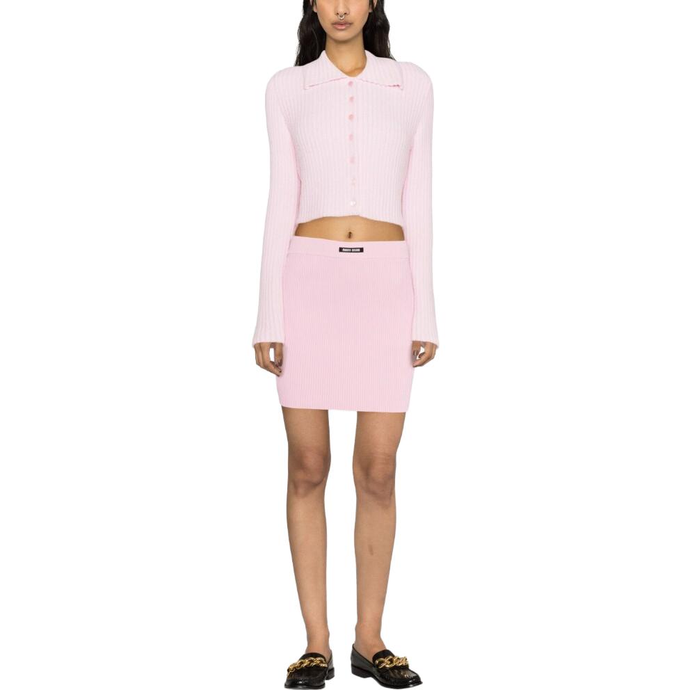 Lookbook (W) MIU MIU SS23 高腰标志粉色休闲迷你裙 MMG430-122P-F0028