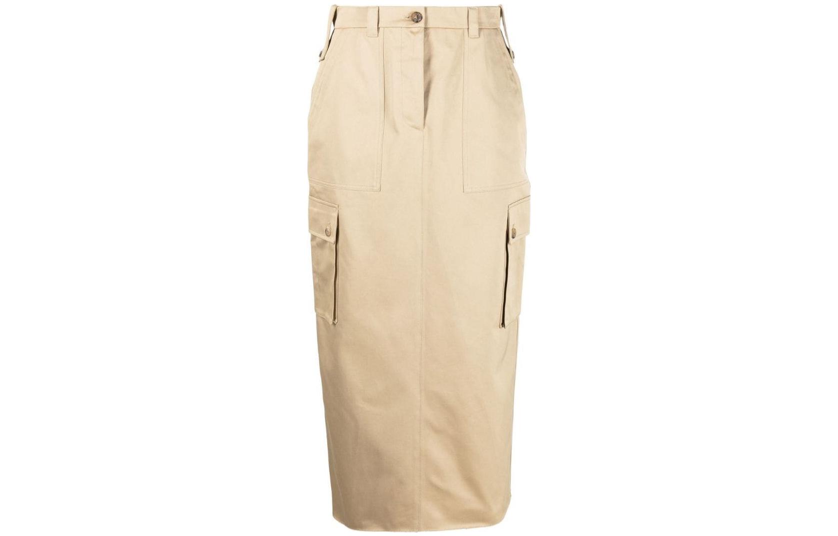 (Women) MIU MIU SS23  High-Waisted Long Skirt with Utility Pockets Beige MG1946-1UPX-F0065 圖 2