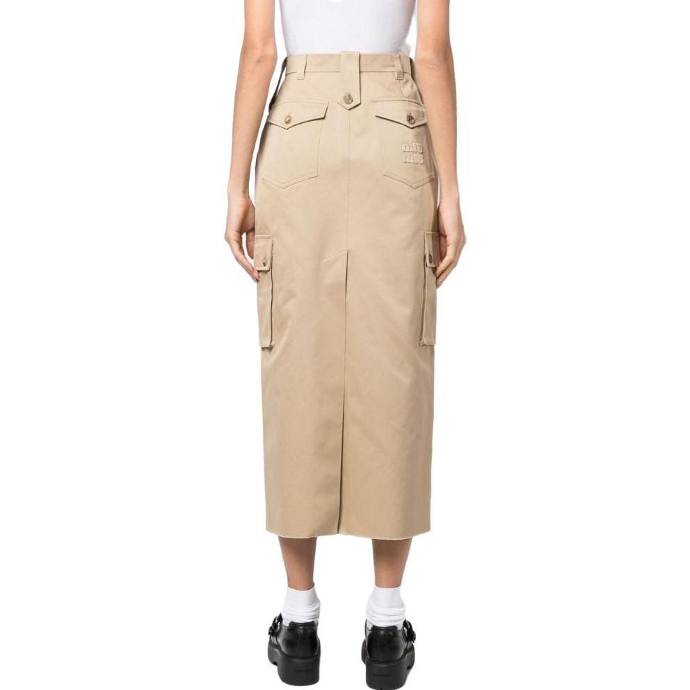 (Women) MIU MIU SS23  High-Waisted Long Skirt with Utility Pockets Beige MG1946-1UPX-F0065 圖 4