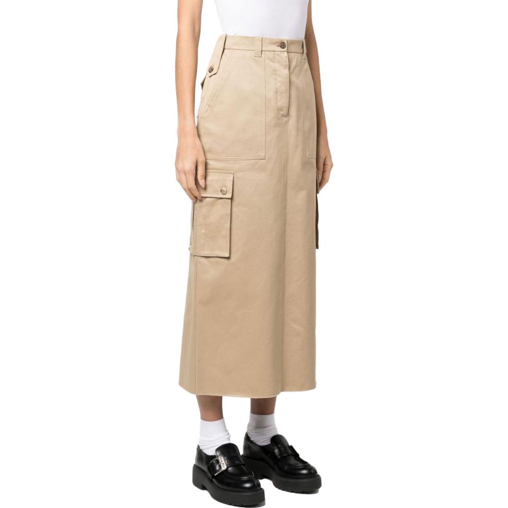 (Women) MIU MIU SS23  High-Waisted Long Skirt with Utility Pockets Beige MG1946-1UPX-F0065 圖 5