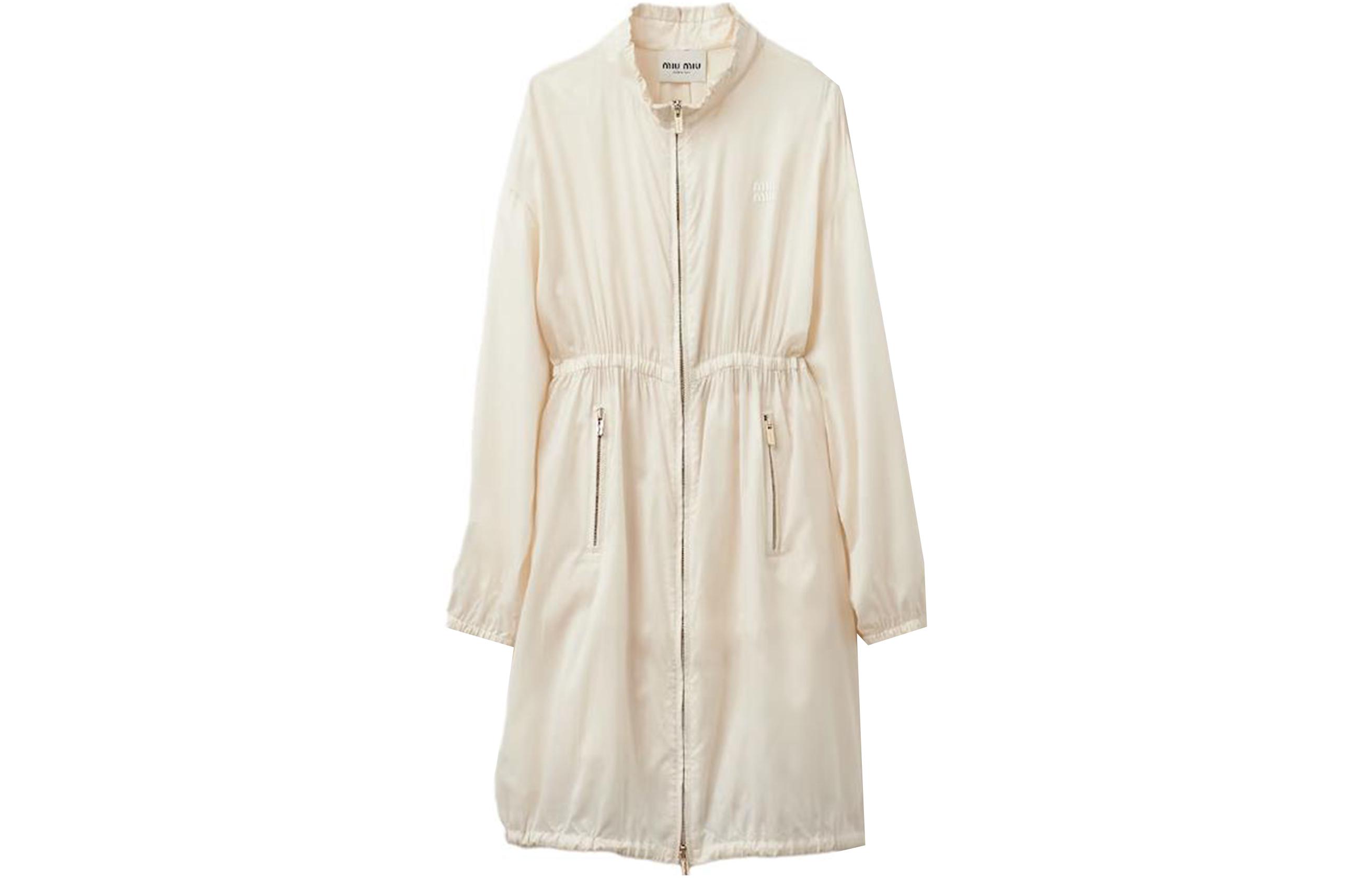 (Women) MIU MIU SS23  Ivory Logo Print Long-Sleeve Fitted Jacket. MS1942-121M-F0304-S-231