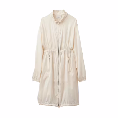 (Women) MIU MIU SS23 Ivory Logo Print Long-Sleeve Fitted Jacket. MS1942-121M-F0304-S-231