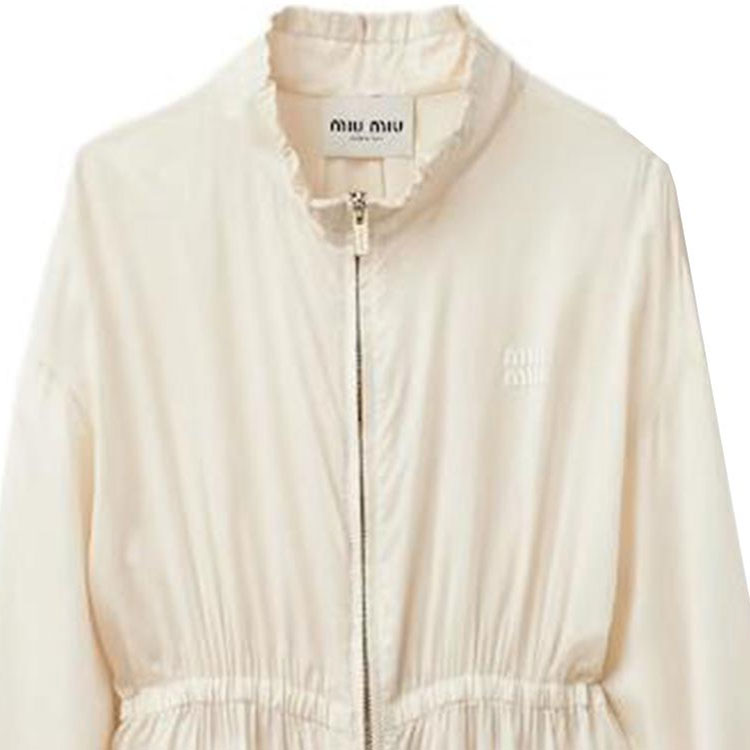Purchase (Women) MIU MIU SS23  Ivory Logo Print Long-Sleeve Fitted Jacket. MS1942-121M-F0304-S-231